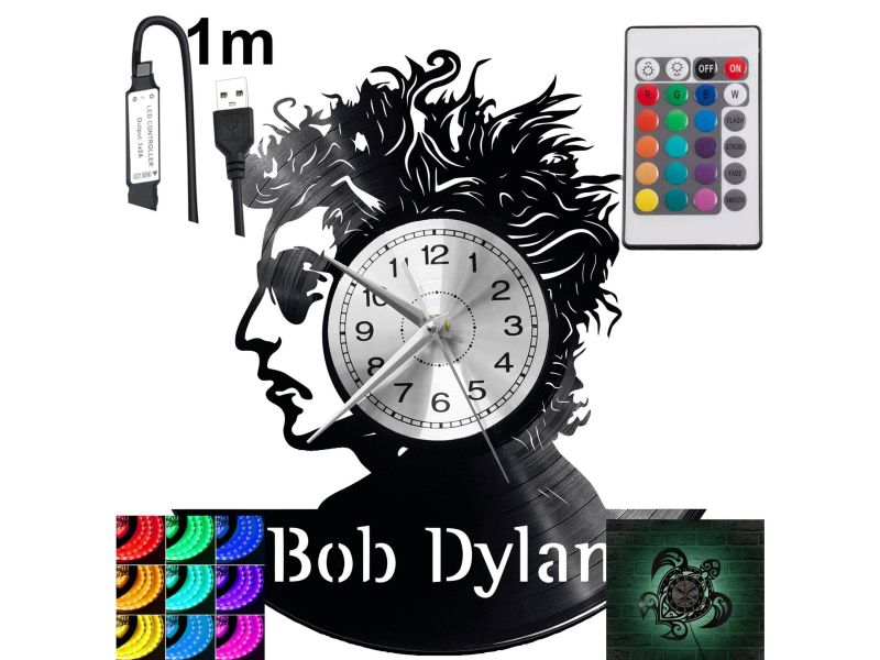 BOB DYLAN Zegar Ścienny Podświetlany LED RGB Na Pilota Płyta Winylowa Nowoczesny Dekoracyjny Na Prezent