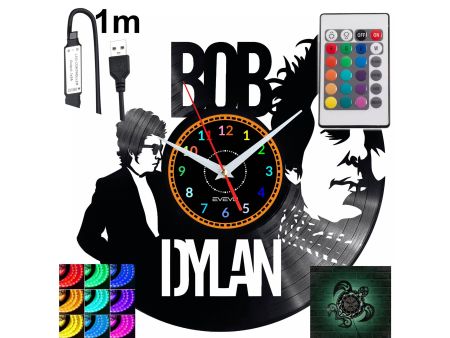 BOB DYLAN Zegar Ścienny Podświetlany LED RGB Na Pilota Płyta Winylowa Nowoczesny Dekoracyjny Na Prezent