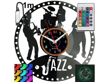 JAZZ MUZYKA ZEGAR ŚCIENNY PŁYTA WINYLOWA PREZENT UPOMINEK URODZINY DLA NIEJ DLA NIEGO EVEVO EVEVO.PL W0253S LED