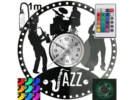 JAZZ MUZYKA ZEGAR ŚCIENNY PŁYTA WINYLOWA PREZENT UPOMINEK URODZINY DLA NIEJ DLA NIEGO EVEVO EVEVO.PL W0253S LED