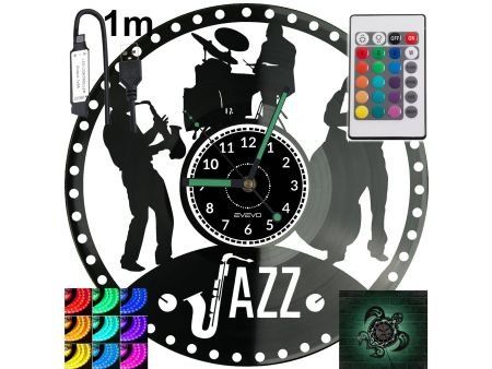 JAZZ MUZYKA ZEGAR ŚCIENNY PŁYTA WINYLOWA PREZENT UPOMINEK URODZINY DLA NIEJ DLA NIEGO EVEVO EVEVO.PL W0253S LED