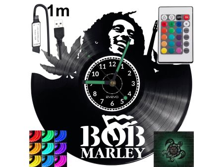 BOB MARLEY Zegar Ścienny Podświetlany LED RGB Na Pilota Płyta Winylowa Nowoczesny Dekoracyjny Na Prezent