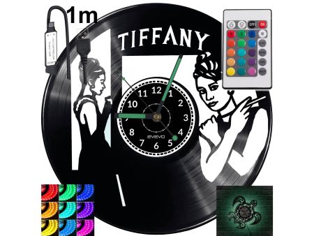 BREAKFAST AT TIFFANY’S Zegar Ścienny Podświetlany LED RGB Na Pilota Płyta Winylowa Nowoczesny Dekoracyjny Na Prezent