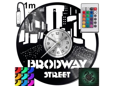 Broadway STREET Zegar Ścienny Podświetlany LED RGB Na Pilota Płyta Winylowa Nowoczesny Dekoracyjny Na Prezent