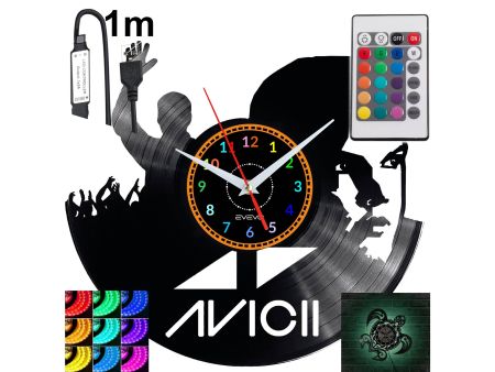  DJ AVICII Zegar Ścienny Podświetlany LED RGB Na Pilota Płyta Winylowa Nowoczesny Dekoracyjny Na Prezent