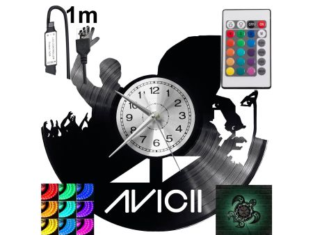  DJ AVICII Zegar Ścienny Podświetlany LED RGB Na Pilota Płyta Winylowa Nowoczesny Dekoracyjny Na Prezent