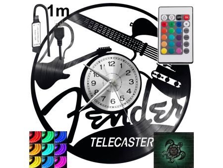 Fender Telecaster Zegar Ścienny Podświetlany LED RGB Na Pilota Płyta Winylowa Nowoczesny Dekoracyjny Na Prezent