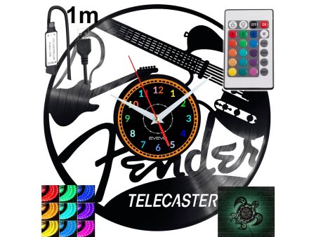 Fender Telecaster Zegar Ścienny Podświetlany LED RGB Na Pilota Płyta Winylowa Nowoczesny Dekoracyjny Na Prezent