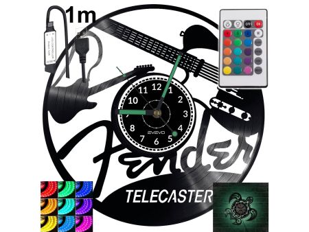 Fender Telecaster Zegar Ścienny Podświetlany LED RGB Na Pilota Płyta Winylowa Nowoczesny Dekoracyjny Na Prezent