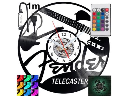 Fender Telecaster Zegar Ścienny Podświetlany LED RGB Na Pilota Płyta Winylowa Nowoczesny Dekoracyjny Na Prezent