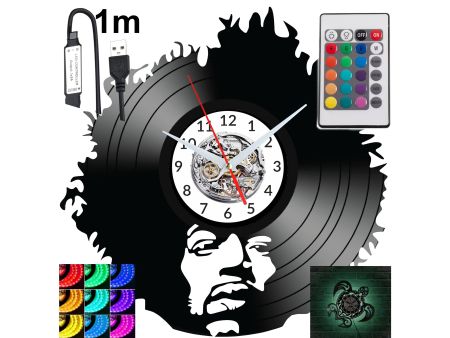 Jimmy Hendrix Zegar Ścienny Podświetlany LED RGB Na Pilota Płyta Winylowa Nowoczesny Dekoracyjny Na Prezent