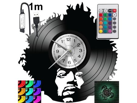 Jimmy Hendrix Zegar Ścienny Podświetlany LED RGB Na Pilota Płyta Winylowa Nowoczesny Dekoracyjny Na Prezent