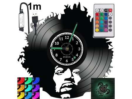 Jimmy Hendrix Zegar Ścienny Podświetlany LED RGB Na Pilota Płyta Winylowa Nowoczesny Dekoracyjny Na Prezent