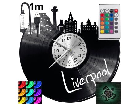 Liverpool Zegar Ścienny Podświetlany LED RGB Na Pilota Płyta Winylowa Nowoczesny Dekoracyjny Na Prezent