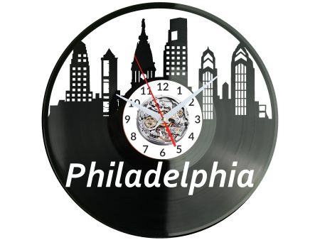 Philadelphia Zegar Ścienny Płyta Winylowa Nowoczesny Dekoracyjny Na Prezent Urodziny W2736