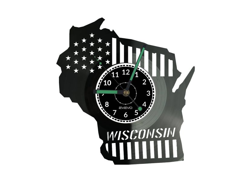 Wisconsin Zegar Ścienny Płyta Winylowa Nowoczesny Dekoracyjny Na Prezent Urodziny W2758