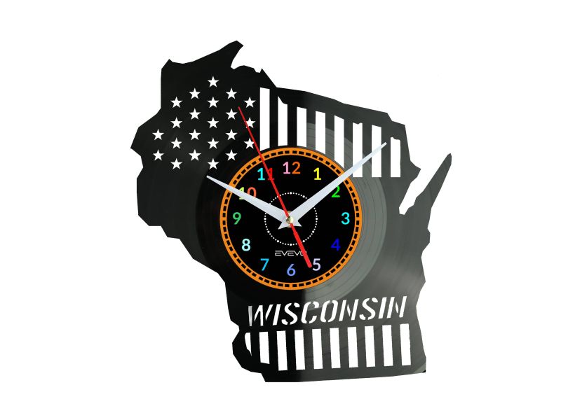 Wisconsin Zegar Ścienny Płyta Winylowa Nowoczesny Dekoracyjny Na Prezent Urodziny W2758