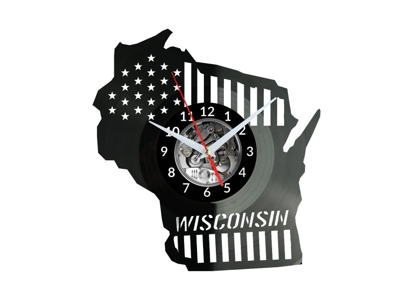 Wisconsin Zegar Ścienny Płyta Winylowa Nowoczesny Dekoracyjny Na Prezent Urodziny W2758