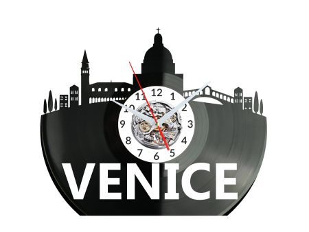 Venice Zegar Ścienny Płyta Winylowa Nowoczesny Dekoracyjny Na Prezent Urodziny W2794