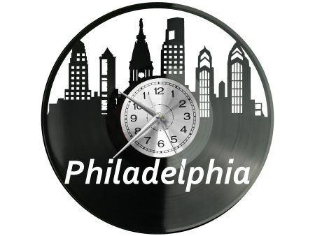 Philadelphia Zegar Ścienny Płyta Winylowa Nowoczesny Dekoracyjny Na Prezent Urodziny W2736R