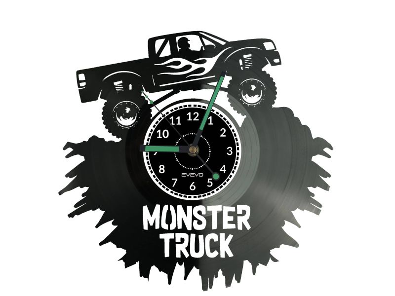 Monster Truck Zegar Ścienny Płyta Winylowa Nowoczesny Dekoracyjny Na Prezent Urodziny W2810R