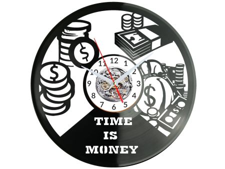 Time Is Money Zegar Ścienny Płyta Winylowa Nowoczesny Dekoracyjny Na Prezent Urodziny W2851