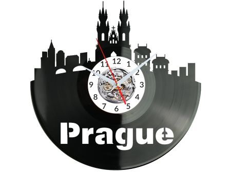 Prague Zegar Ścienny Płyta Winylowa Nowoczesny Dekoracyjny Na Prezent Urodziny W2926