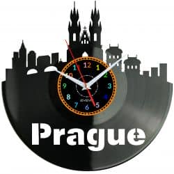 Prague Zegar Ścienny Płyta Winylowa Nowoczesny Dekoracyjny Na Prezent Urodziny W2926