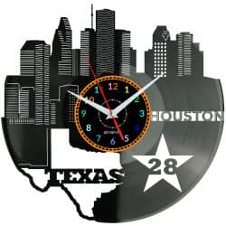 Houston Texas Zegar Ścienny Płyta Winylowa Nowoczesny Dekoracyjny Na Prezent Urodziny W2941
