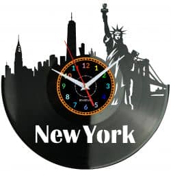 New York Zegar Ścienny Płyta Winylowa Nowoczesny Dekoracyjny Na Prezent Urodziny W2951