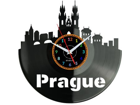 Prague Zegar Ścienny Płyta Winylowa Nowoczesny Dekoracyjny Na Prezent Urodziny W2926S