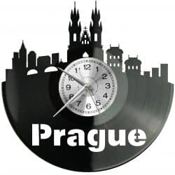 Prague Zegar Ścienny Płyta Winylowa Nowoczesny Dekoracyjny Na Prezent Urodziny W2926S