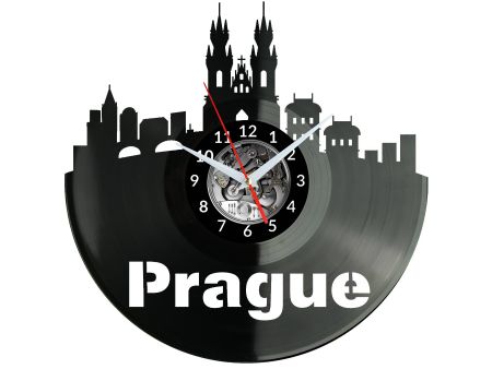 Prague Zegar Ścienny Płyta Winylowa Nowoczesny Dekoracyjny Na Prezent Urodziny W2926S