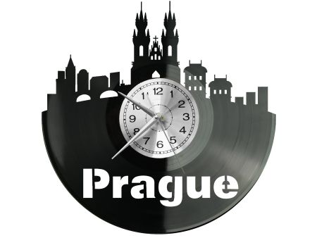 Prague Zegar Ścienny Płyta Winylowa Nowoczesny Dekoracyjny Na Prezent Urodziny W2926R