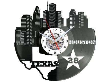 Houston Texas Zegar Ścienny Płyta Winylowa Nowoczesny Dekoracyjny Na Prezent Urodziny W2941R