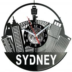 Sydney Zegar Ścienny Płyta Winylowa Nowoczesny Dekoracyjny Na Prezent Urodziny W2946R