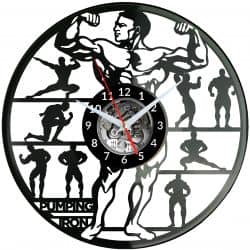 Pumping Iron Bodybuilding Zegar Ścienny Płyta Winylowa Nowoczesny Dekoracyjny Na Prezent Urodziny W2956R