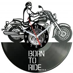 Biker Born to Ride Zegar Ścienny Płyta Winylowa Nowoczesny Dekoracyjny Na Prezent Urodziny W2983R