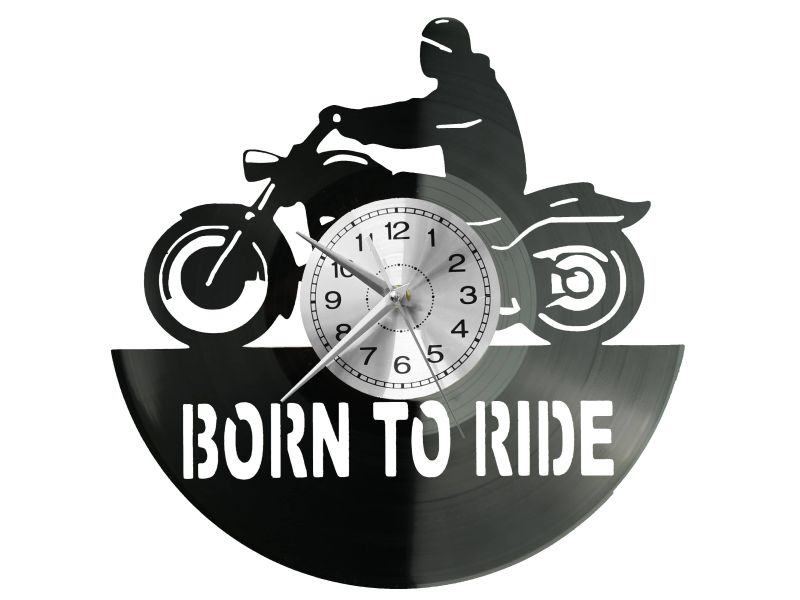 Born to Ride Zegar Ścienny Płyta Winylowa Nowoczesny Dekoracyjny Na Prezent Urodziny W3004