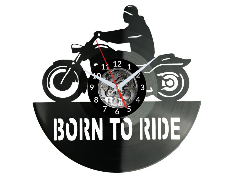 Born to Ride Zegar Ścienny Płyta Winylowa Nowoczesny Dekoracyjny Na Prezent Urodziny W3004