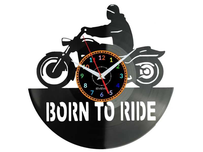 Born to Ride Zegar Ścienny Płyta Winylowa Nowoczesny Dekoracyjny Na Prezent Urodziny W3004