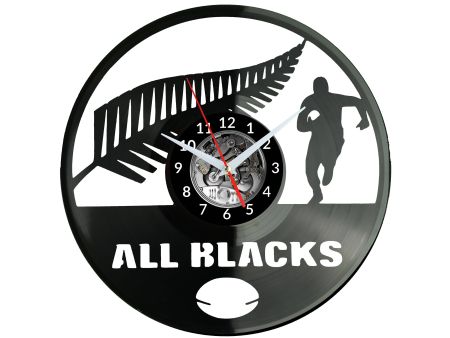  All Blacks Zegar Ścienny Płyta Winylowa Nowoczesny Dekoracyjny Na Prezent Urodziny W3043