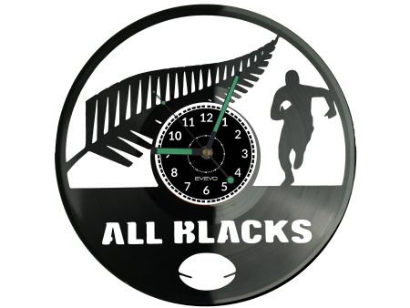  All Blacks Zegar Ścienny Płyta Winylowa Nowoczesny Dekoracyjny Na Prezent Urodziny W3043