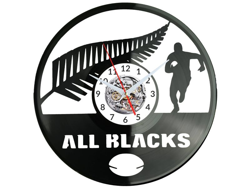  All Blacks Zegar Ścienny Płyta Winylowa Nowoczesny Dekoracyjny Na Prezent Urodziny W3043