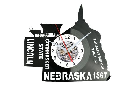 Nebraska Zegar Ścienny Płyta Winylowa Nowoczesny Dekoracyjny Na Prezent Urodziny W3053