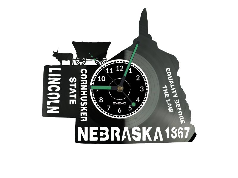 Nebraska Zegar Ścienny Płyta Winylowa Nowoczesny Dekoracyjny Na Prezent Urodziny W3053