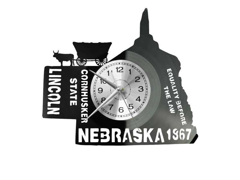 Nebraska Zegar Ścienny Płyta Winylowa Nowoczesny Dekoracyjny Na Prezent Urodziny W3053