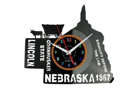 Nebraska Zegar Ścienny Płyta Winylowa Nowoczesny Dekoracyjny Na Prezent Urodziny W3053