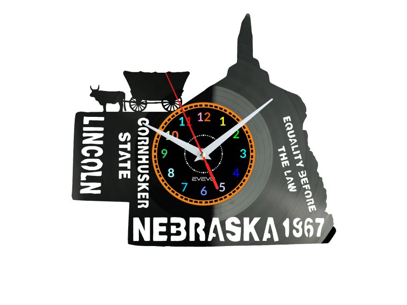 Nebraska Zegar Ścienny Płyta Winylowa Nowoczesny Dekoracyjny Na Prezent Urodziny W3053