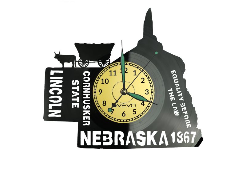 Nebraska Zegar Ścienny Płyta Winylowa Nowoczesny Dekoracyjny Na Prezent Urodziny W3053